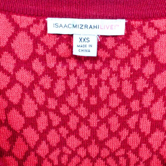 ISAAC MIZRAHI LIVE Red Snake Print V-Neck Cardigan Sweater - Picture 2 of 9